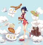  bamboo_steamer bangle bangs bare_shoulders black_hair bowl bracelet braid bread breasts bunuojiang china_dress chinese_clothes cleavage cleavage_cutout cloud dim_sum dress dumpling eating flats floating floating_object flower food green_eyes hair_flower hair_ornament highres holding holding_food jewelry jiaozi long_hair luo_tianyi mapo_doufu plate porridge red_dress red_footwear ripples shiny shiny_hair short_dress short_hair_with_long_locks shumai_(food) sleeveless sleeveless_dress small_breasts solo spill spring_onion sunny_side_up_egg tofu vocaloid vocanese walking walking_on_liquid water 