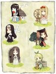  aohigeko apple blue_eyes brown_eyes brown_hair buranko_(marchen) chibi cross dornroschen dress food fruit green_eyes idoko long_hair marchen medieval mitsutoki multiple_girls nun nun_(marchen) schneewittchen smile sound_horizon tree well 