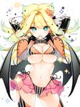  aqua_eyes arms_behind_head bad_id bad_pixiv_id bat_wings bikini bikini_in_mouth blonde_hair breasts cherrypin cleavage hair_ornament heart junketsu_duelion large_breasts long_hair looking_at_viewer maquia_poisson mouth_hold navel official_art side-tie_bikini simple_background solo striped striped_legwear swimsuit thighhighs vertical-striped_bikini vertical-striped_legwear vertical_stripes white_background wings 