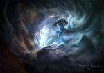  abstract alectorfencer breasts canine female hair long_hair mammal nude solo space stars 