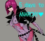  anarchy_reigns beauty_mark belt breast_spikes cyborg jacket madworld mathilda mathilda_(madworld) max_anarchy mole nipple_spikes pixiv_manga_sample purple_hair sega simple_background solo sunglasses 