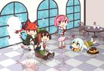  4girls 60mai animal_ears arm_cannon bad_id bad_pixiv_id bad_reflection bat_wings bird_wings blush bow braid broken brown_eyes brown_hair cat_ears cat_tail chair checkered checkered_floor cup error flower glass green_eyes green_hair hair_bow hairband hat hat_removed headwear_removed heart implied_pantyshot kaenbyou_rin komeiji_koishi komeiji_satori long_hair long_sleeves multiple_girls multiple_tails nekomata open_mouth pink_hair puffy_sleeves red_eyes red_hair reflection reiuji_utsuho short_hair side_braid single_braid smile table tail teacup third_eye touhou vase weapon wheelbarrow window wings 