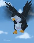  chibi-marrow feral flying humor male nude penguin sky solo 