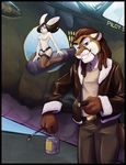  aircraft airplane chibi-marrow feline grin lion male painter scappo smoking solo 