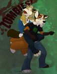  canine chibi-marrow chibi-marrow_(character) couple female fox male mount multiail scared tjay 