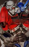  highres mecha megatron no_humans optimus_prime solid_eyes transformers yaoi 