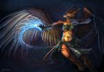  beak breasts clothed clothing female gaiasangel gryphon laverne loincloth magic night skimpy smile solo wings 