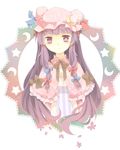  bow capelet crescent hair_bow hat hatoichi_reno long_hair patchouli_knowledge purple_eyes purple_hair solo star star-shaped_pupils symbol-shaped_pupils touhou very_long_hair 
