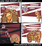  applejack_(mlp) ask_pun blonde_hair cart clorin_spats cloud comic derpy_hooves_(mlp) dialog english_text equine female feral friendship_is_magic fruit green_eyes hair horse humor joke lightning mammal my_little_pony pegasus pony pun text tumblr wagon wings yellow_eyes 