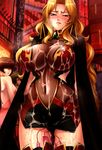  2girls absurdres alicia_viewstream blonde_hair blush breasts cum cum_on_body cum_on_breasts cum_on_clothes cum_on_upper_body erect_nipples female gloves highres hips indoors kagami kagami_hirotaka kangoku_senkan_2 large_breasts long_hair looking_at_viewer multiple_girls multiple_insertions public red_eyes see-through skin_tight thighhighs vibrator vibrator_in_thighhighs wide_hips 