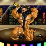  alcohol balls beverage biceps big_muscles blush body_hair champagne cum cumshot dripping drunk erection feline glass hairy happy_trail huge_muscles lion male mammal memox memox_(artist) muscles orgasm pecs penis solo thong underwear 