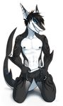  abs anthro biceps blue_eyes boxer_briefs cetacean clothing dolphin ear_piercing fish grin looking_at_viewer male marine muscles nipple_piercing nipples pecs piercing piranhapettingzoo plain_background pose riptide riptideshark shark shorts solo tattoo teeth underwear 