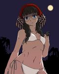  bad_id bad_pixiv_id bikini black_hair blue_eyes character_request dark_skin fjt_(fjym2) head_scarf lowres oekaki original side-tie_bikini solo swimsuit 