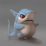  angry chibi cute fin fish marine overweight red_eyes shark silverfox5213 simple_background solo 