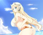  1girl beach bikini blonde_hair blue_eyes crown elizabeth_(horizon) female kyoukai_senjou_no_horizon kyoukaisenjou_no_horizon nurumoji solo swimsuit 