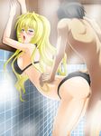  bikini blonde_hair blue_eyes blush breasts censored highres large_breasts long_hair sekirei steam swimsuit tomite tsukiumi 