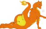  anthro blue_eyes butt charizard dragon female fire l1zardman looking_at_viewer looking_back nintendo nude plain_background pok&#233;mon pok&#233;morph pok&eacute;mon pok&eacute;morph scalie sketch solo video_games white_background wings 