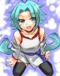  ahoge choutako duel_monster effect_veiler green_eyes green_hair long_hair thighhighs yu-gi-oh! yuu-gi-ou_duel_monsters 