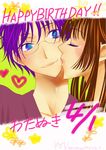  black_hair blue_eyes fujimine_miyuki glasses heart ichihara_yuuko kiss watanuki_kimihiro xxxholic yukinko-13star 