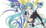  aqua_hair bad_id bad_pixiv_id bare_shoulders black_legwear blue_eyes boots faefaea hatsune_miku hatsune_miku_(append) highres long_hair simple_background sitting solo thigh_boots thighhighs twintails very_long_hair vocaloid vocaloid_append white_background 