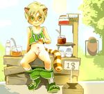  caramel cat catstrofic clothing cloud coconut cream cub edit erection eyes feline grass honey ice_cubes looking_at_viewer male mammal marmalade mint mouth nose penis raccoon shoes shorts solo spoon sun tree uncut wood young 