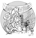  female firework fireworks fish holidays humor line_art marine megan_giles monochrome new_year solo 