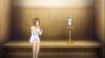  1girl animated animated_gif bird blush bounce bouncing_breasts breasts brown_eyes brown_hair character_request cleavage kuramoto_ayumi large_breasts owl sauna sitting sket_dance sweet towel tower 