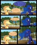  apple apple_tree applejack_(mlp) blonde_hair blue_hair comic couple cowboy_hat crown cutie_mark dialogue diegotan equine facepalm female fence friendship_is_magic fruit green_eyes hair hat hi_res horn horse multi-colored_hair my_little_pony orange_body orchard outside pony princess_luna_(mlp) purple_body purple_hair text tree two_color_hair winged_unicorn wings wood 