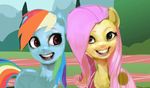  cosmicautogenesis creepy cutie_mark equine female feral fluttershy_(mlp) friendship_is_magic hair horse mammal mane multi-colored_hair my_little_pony pegasus pointblankfluffpistol pony rainbow_dash_(mlp) rainbow_hair smile wings 