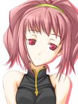  anya_alstreim bare_shoulders breast_squeeze breasts code_geass hairband large_breasts looking_away red_eyes ribi short_hair simple_background solo upper_body white_background 