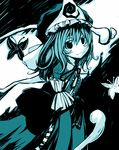  :3 aqua bad_id bad_pixiv_id blush_stickers bug butterfly hat hitodama insect kuro_(1968) monochrome no_nose saigyouji_yuyuko solo touhou 