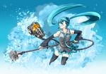  aqua_eyes aqua_hair bad_id bad_pixiv_id dyson flying hatsune_miku highres kawazu long_hair sky solo thighhighs twintails vacuum_cleaner vocaloid 