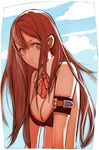  armband bare_shoulders copyright_request hirooka_masaki long_hair red_hair solo 
