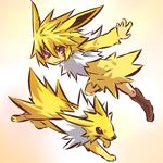  animal_ears blonde_hair blush_stickers boots costume gen_1_pokemon hitec jolteon knee_boots moemon personification pokemon pokemon_(creature) purple_eyes smile spiked_hair 