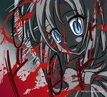  artist_name blood blood_on_face blue_eyes crazy-megame higurashi_no_naku_koro_ni number ryuuguu_rena solo 