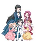  4girls arm_hug black_hair breasts brown_hair child cleavage code_geass cornelia_li_britannia dress euphemia_li_britannia hat large_breasts lelouch_lamperouge long_hair marianne_vi_britannia multiple_girls nunnally_lamperouge pink_hair purple_eyes purple_hair short_hair twintails very_long_hair younger yukitsuki_hisa 