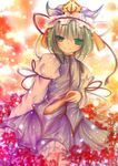  flower green_eyes green_hair kasuga_sunao rod_of_remorse shiki_eiki solo spider_lily touhou 