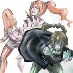  1girl artist_request brother_and_sister final_fantasy final_fantasy_iv final_fantasy_iv_the_after magic palom pink_hair ponytail porom siblings thighhighs twins 