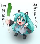  aqua_hair aqua_neckwear child from_above hatsune_miku long_hair looking_up necktie solo spring_onion taicho128 translated twintails very_long_hair vocaloid younger 
