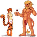  breasts breath_of_fire digimon duo feline female flower harlequindragon katt leomon lion male mammal nude penis pussy rose 