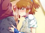  arle_nadja brown_eyes brown_hair brush censored cg clothed_sex cum dark_skin erokosei facial highres kinnotama_(erokosei) konpeto madou_monogatari male open_clothes penis puyopuyo sega short_hair wet 