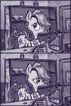  apple badge bread counter cutie_mark equine female feral food freckles friendship_is_magic fruit greyscale horse mammal monochrome my_little_pony original_character parasprite_(mlp) pony russian shop soviet storekeeper ulyanovetz 