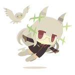  bird chibi flying glasses gloves heidimarie_w_schnaufer hirschgeweih_antennas kamereon_three lowres owl red_eyes simple_background strike_witches striker_unit 