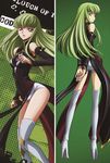  1girl arms_behind_back ass back boots c.c. code_geass gold_eyes green_hair high_heel_boots high_heels hot_pants looking_at_viewer shoes short_shorts shorts yellow_eyes 