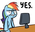  chair computer desk equine female friendship_is_magic hair mammal me_gusta meme monitor multi-colored_hair my_little_pony pegasus plain_background rainbow_dash_(mlp) rainbow_hair reaction_image sitting smile solo transparent_background wings yes 