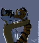  feline fox gay hug kissing male mammal nogitsunegabriel plain_background tiger 