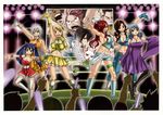  6+girls :&lt; :d absurdres armpits bare_shoulders belt black_hair blonde_hair blue_eyes blue_hair boots bow breasts brown_eyes brown_hair cana_alberona cat charle_(fairy_tail) cleavage crop_top denim dress elfman_strauss erza_scarlet fairy_tail fangs frills gajeel_redfox gloves glowstick gray_fullbuster grin hair_ornament happy_(fairy_tail) highres idol jeans jewelry juvia_lockser large_breasts lisanna_strauss long_hair lucy_heartfilia mashima_hiro microphone midriff monitor multiple_boys multiple_girls natsu_dragneel navel necklace no_bra official_art open_mouth pants pantyhose pink_hair ponytail red_eyes red_hair ribbon scan scar short_hair short_shorts shorts sideboob silver_hair skirt smile stage taut_clothes thighhighs twintails two_side_up wendy_marvell wings wristband 