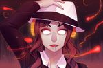  alternate_costume aradia_megido black_hair fedora grey_skin hat homestuck horns long_hair nail_polish soundphase troll_(homestuck) white_eyes 