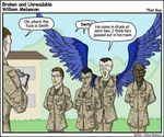  clipboard comic dialog english_text feathers human humor lying male mammal marines military not_furry text the_truth wings 
