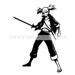  1girl bleach jersey katana lowres monochrome sandals sarugaki_hiyori solo sword twintails weapon 